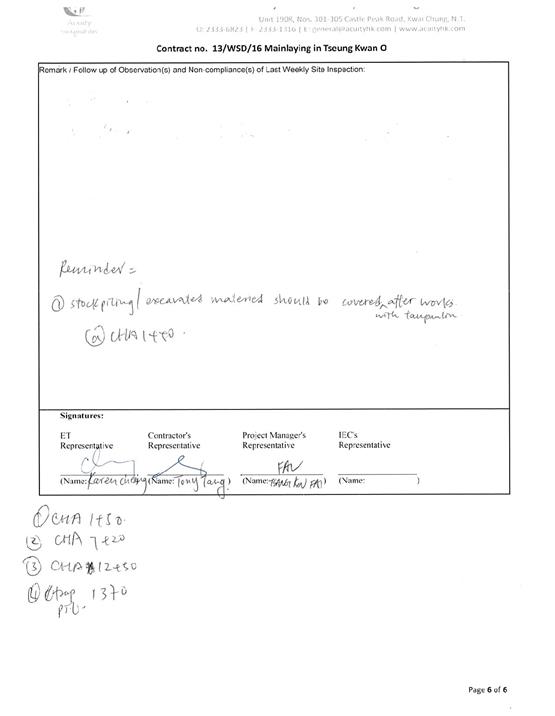 Tseung Kwan O Inspection Checklist Dec 201812